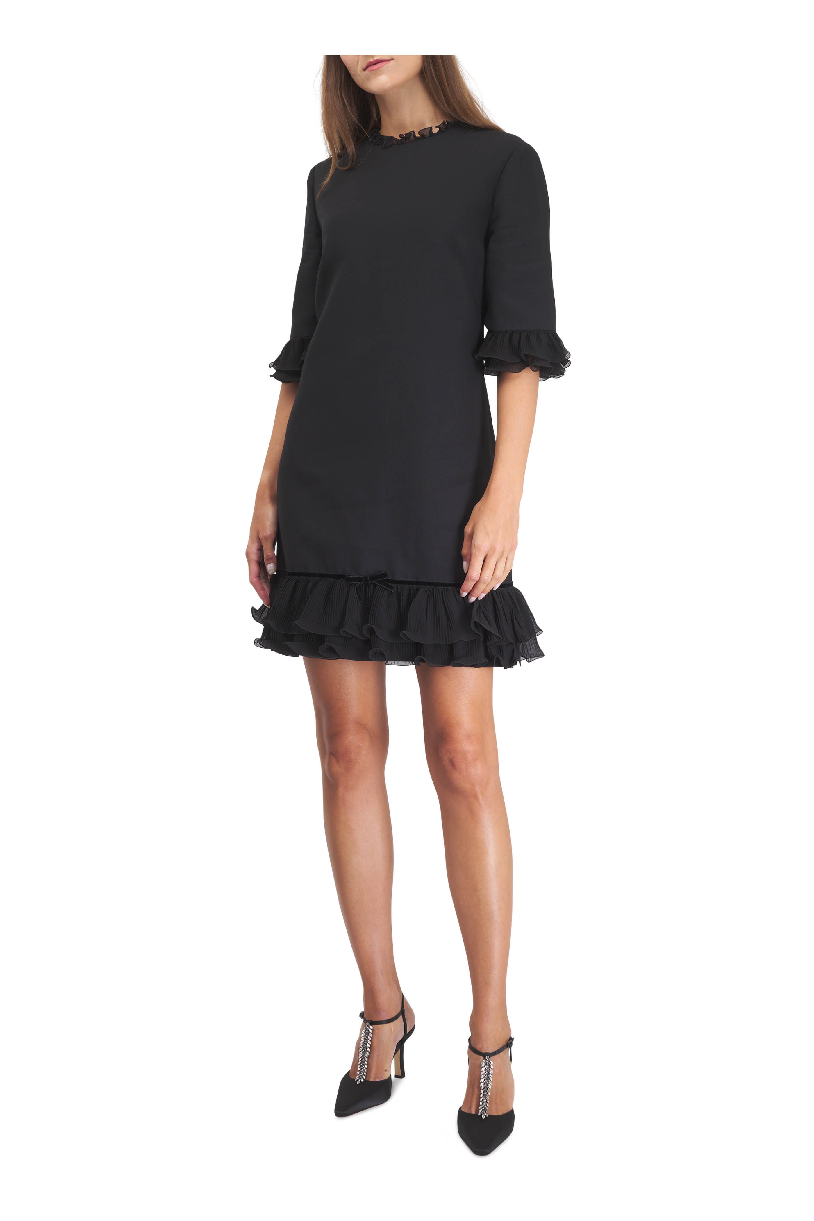 Manolo Blahnik - Sufik Black Satin T-Strap Pump, 90mm