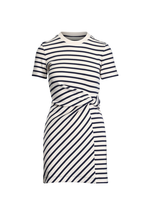 Tanya Taylor Cody Navy Stripe Short Sleeve Dress - view 1