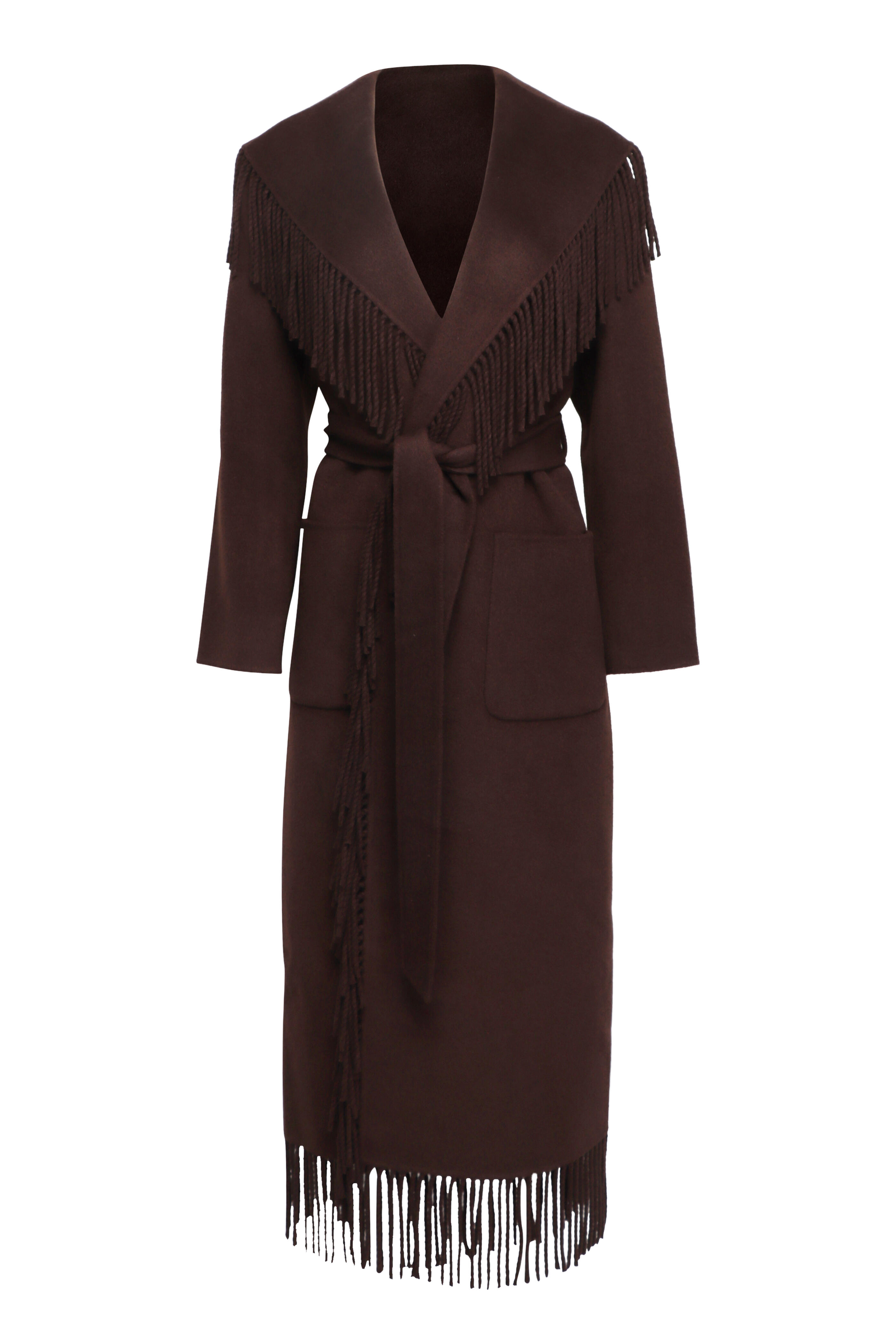 Simkhai - Carrie Chocolate Fringe Long Coat - view 1