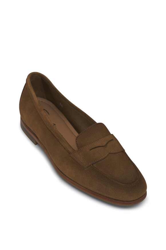 Santoni Carla Light Brown Suede Penny Loafer