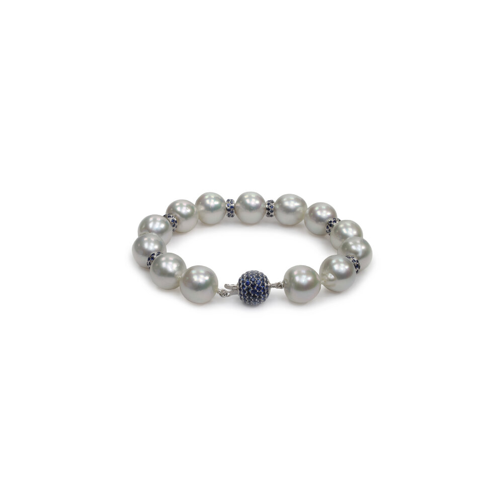 Belpearl - 18K White Gold South Sea Pearl & Sapphire Bracelet