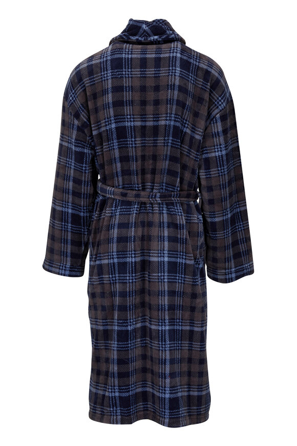 Majestic - Blue Plaid Plush Fleece Robe