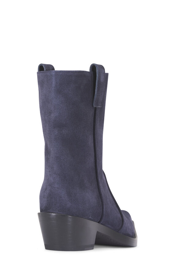 Khaite Clive Midnight Navy Suede Ankle Boot, 35mm - view 3