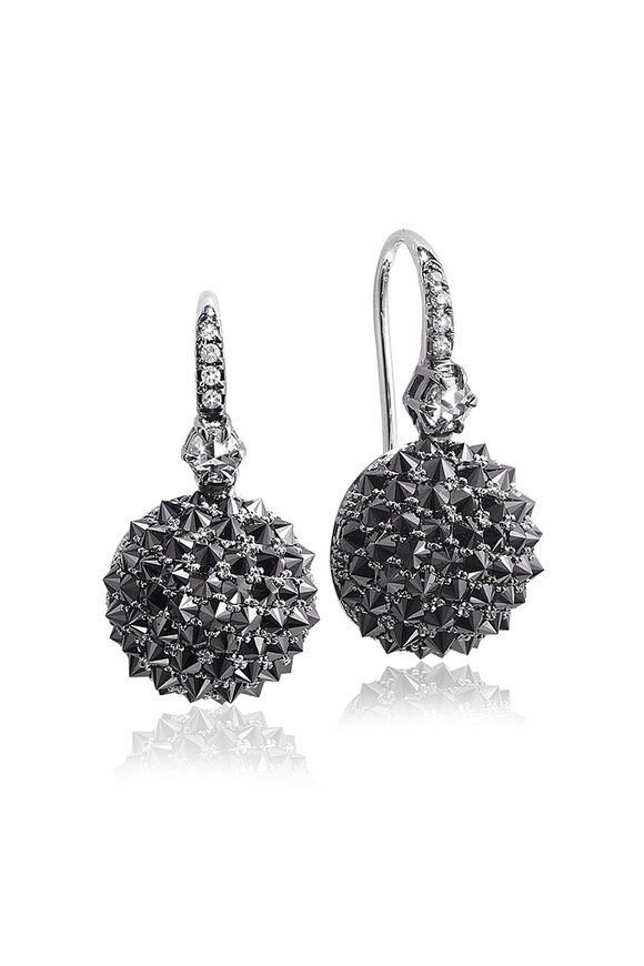 Nam Cho Half Ball Drop Black Diamond Earrings 