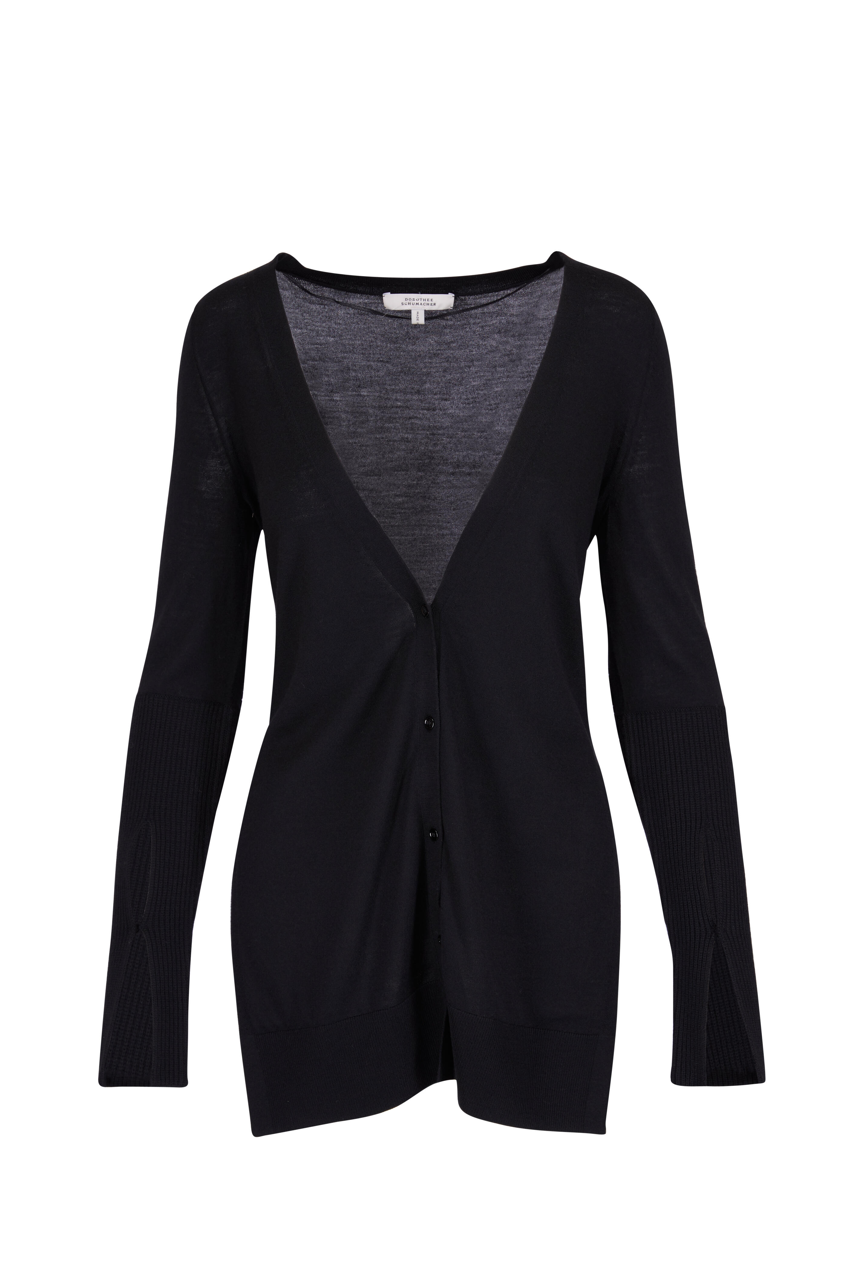 Dorothee Schumacher - Magnified Black Virgin Wool Cardigan