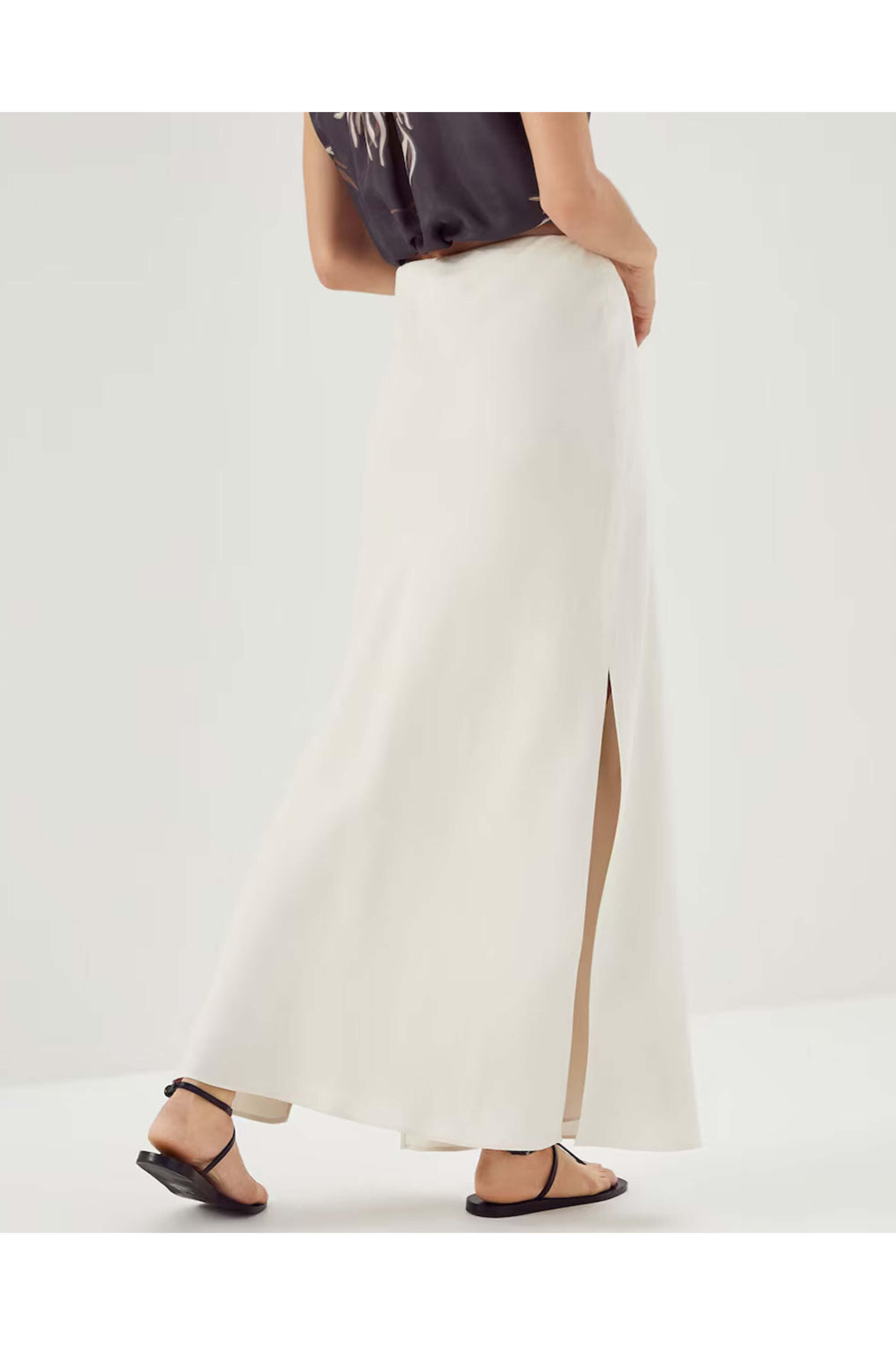 スカート BRUNELLO CUCINELLI Fluid skirt in cotton blend Brunello Cucinelli - Panama Fluid Linen Skirt | Mitchell Stores