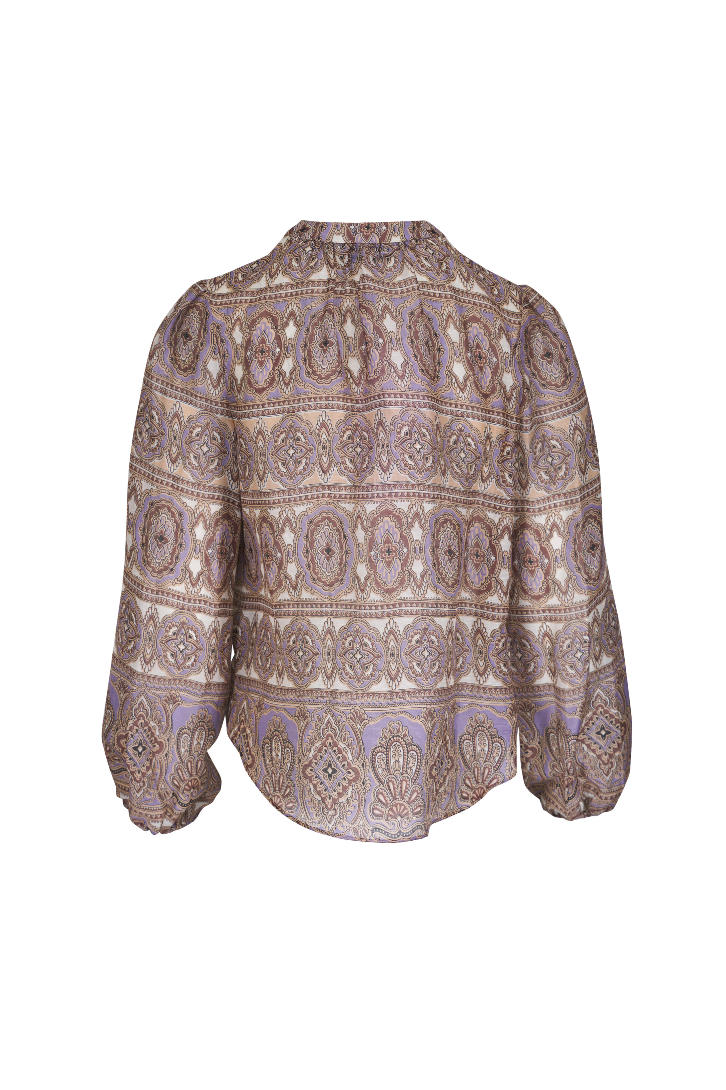 Veronica Beard - Ashlynn Stone Khaki Multi Silk & Linen Blouse