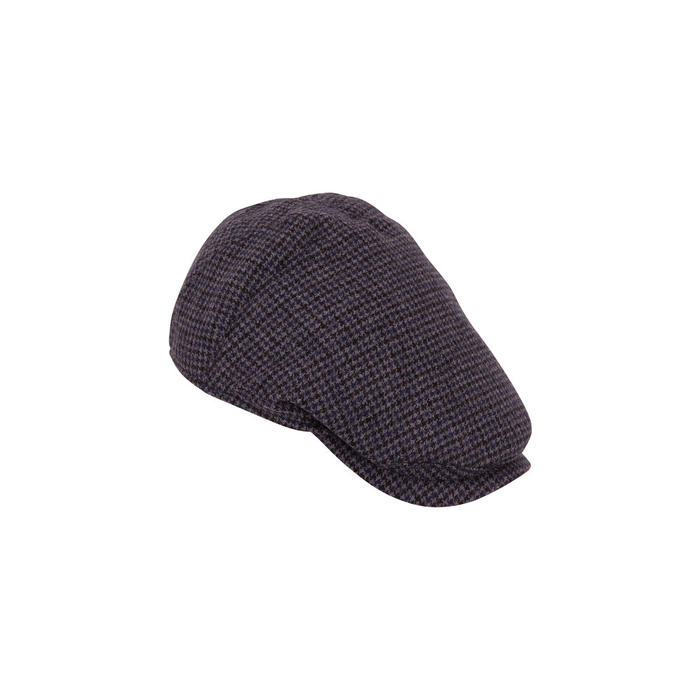 Wigens - Navy Herringbone Wool Slim Cap | Mitchell Stores