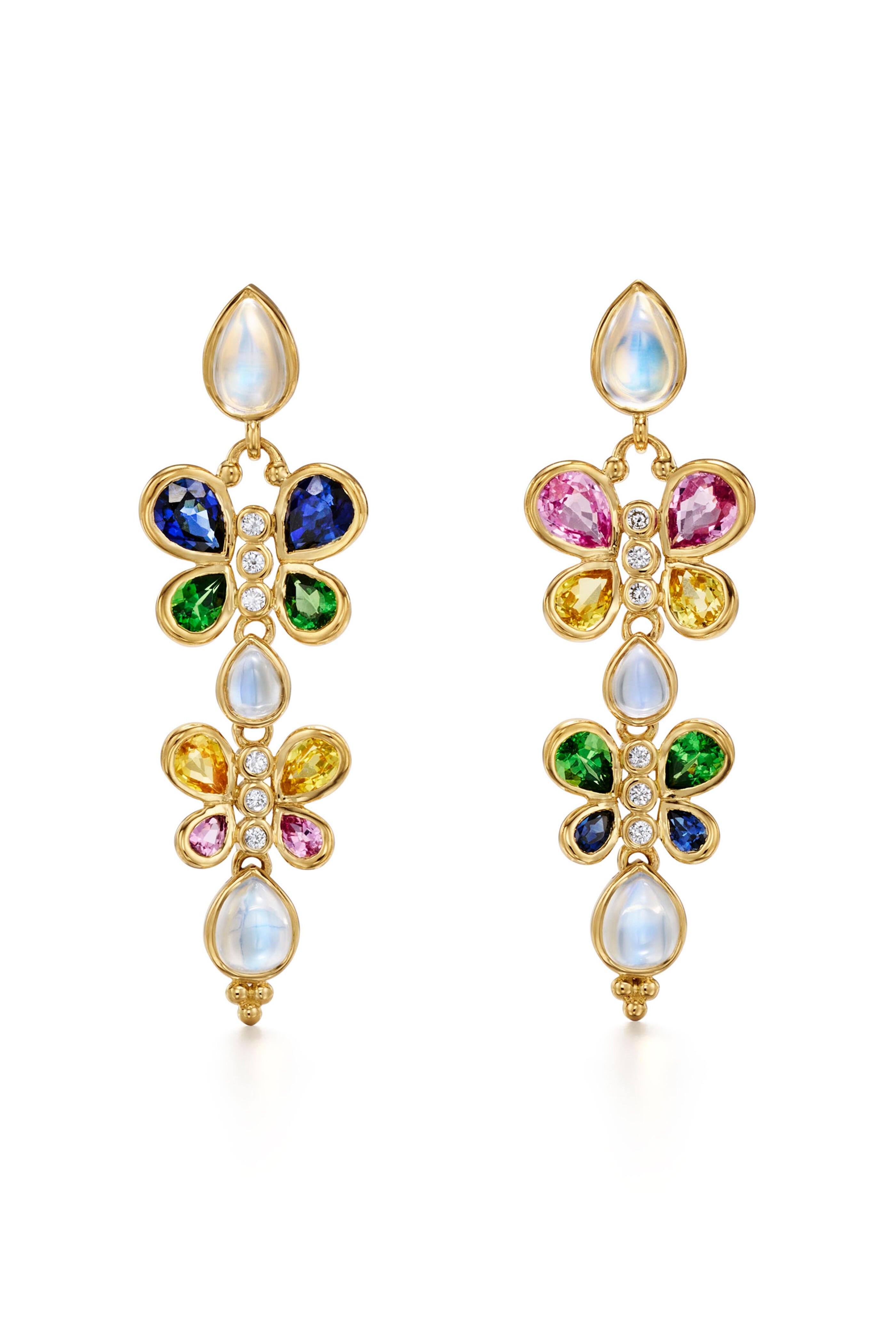 Temple St. Clair - 18k Gold Precious Flutter Earrings - view 1