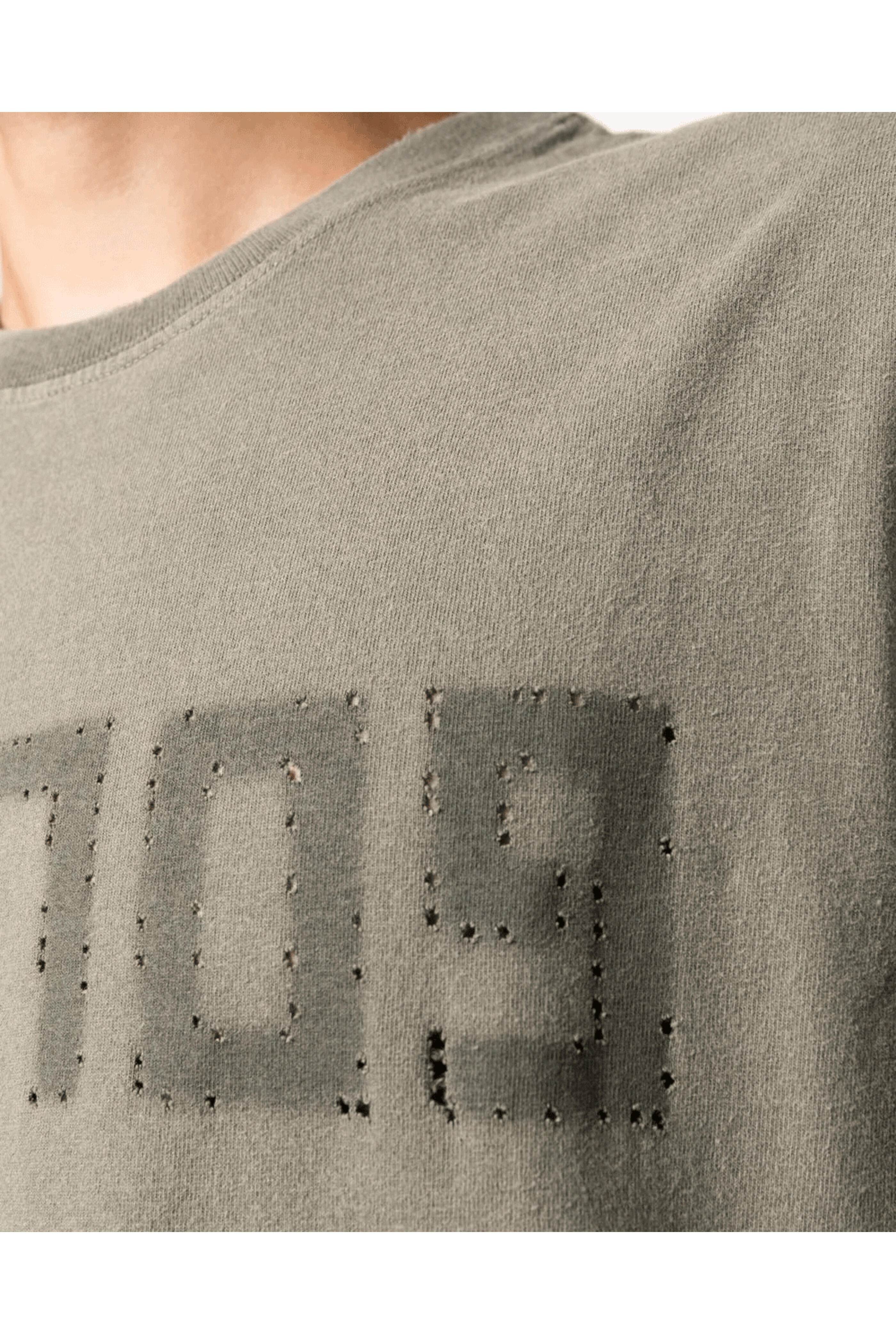 Golden Goose - Dusty Olive Distressed Logo Graphic T-Shirt