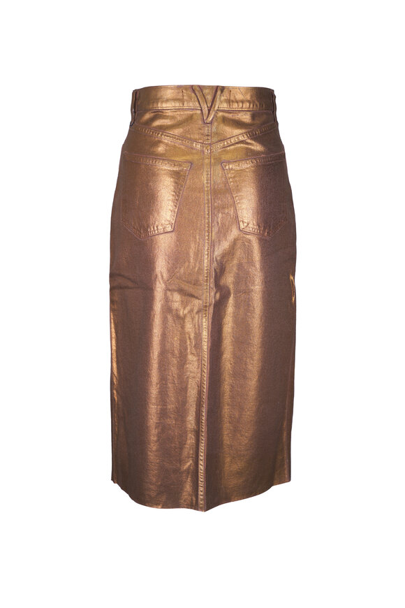 Veronica Beard - Victoria Metallic Brass Midi Skirt