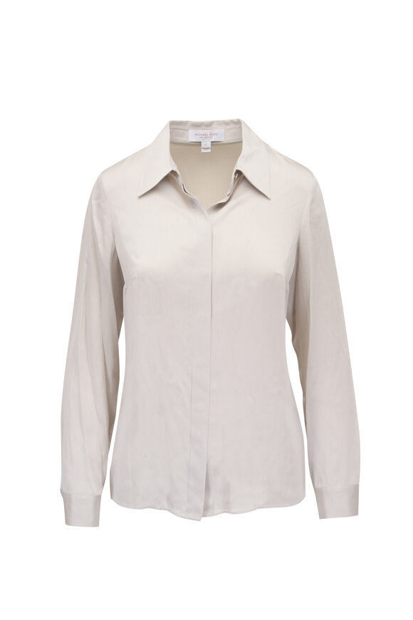 Bottega Veneta - Jam Intrecciato Leather Slim Collared Shirt