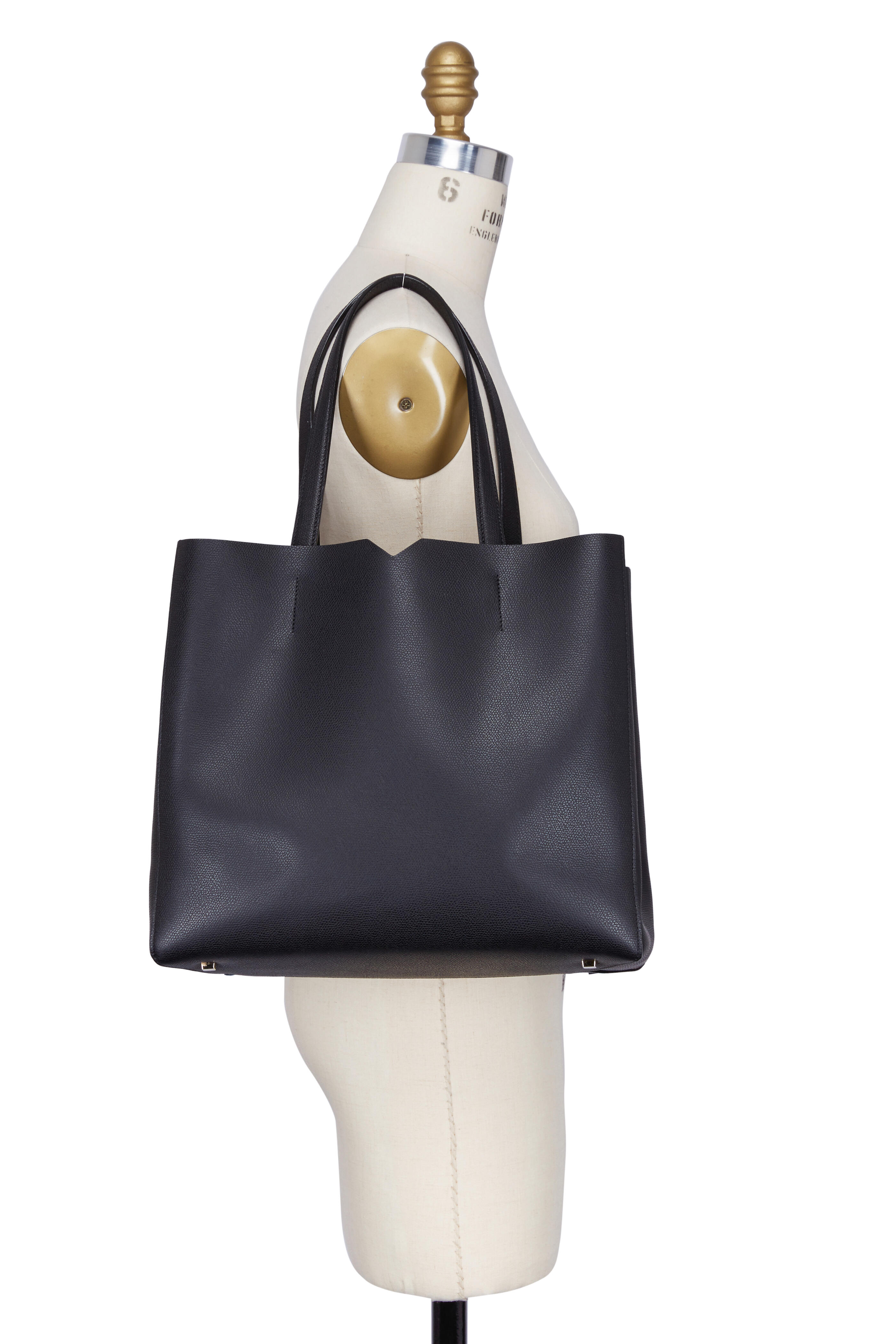 Valextra - Black Soft Leather Large Tote | Mitchell Stores