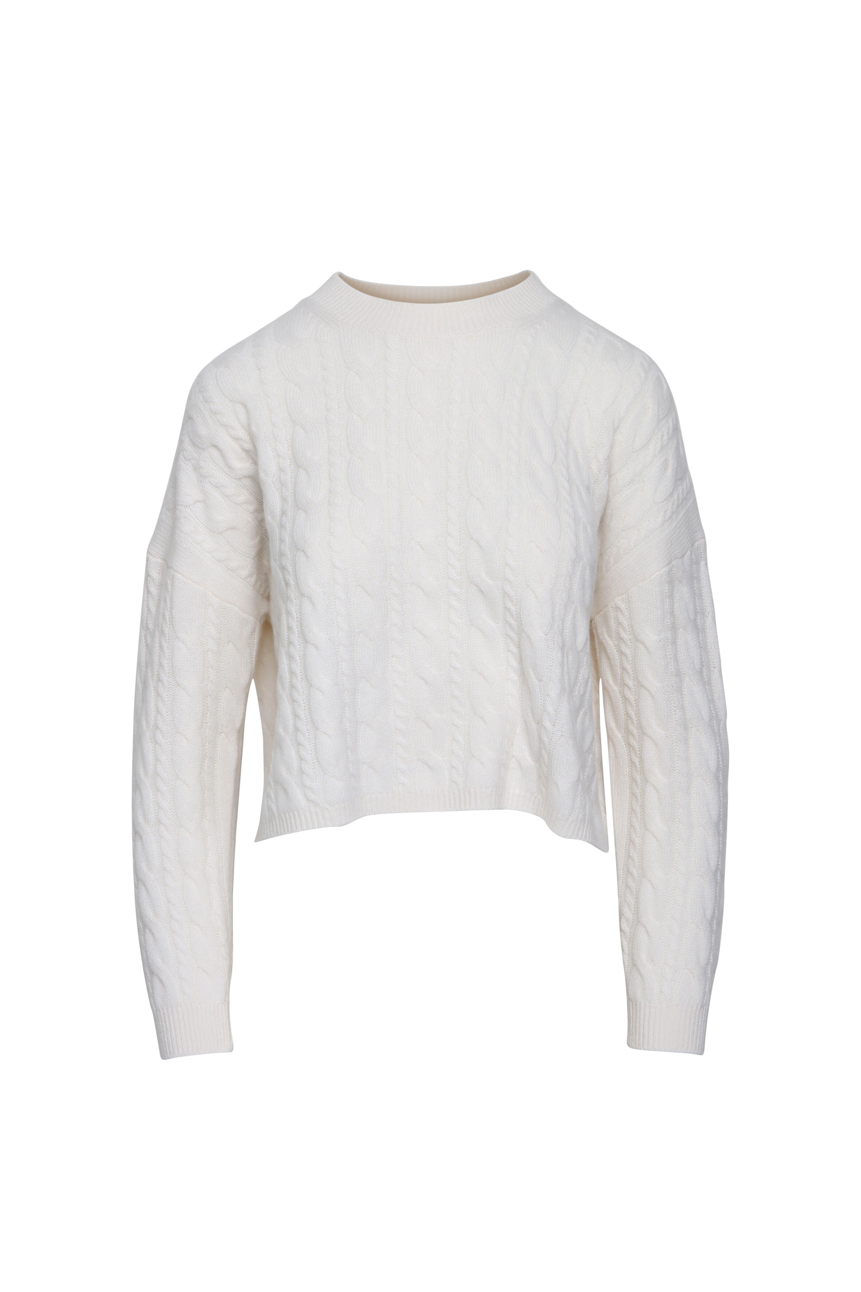 Alice & Olivia - Cecilie Ecru Crop Cableknit Pullover