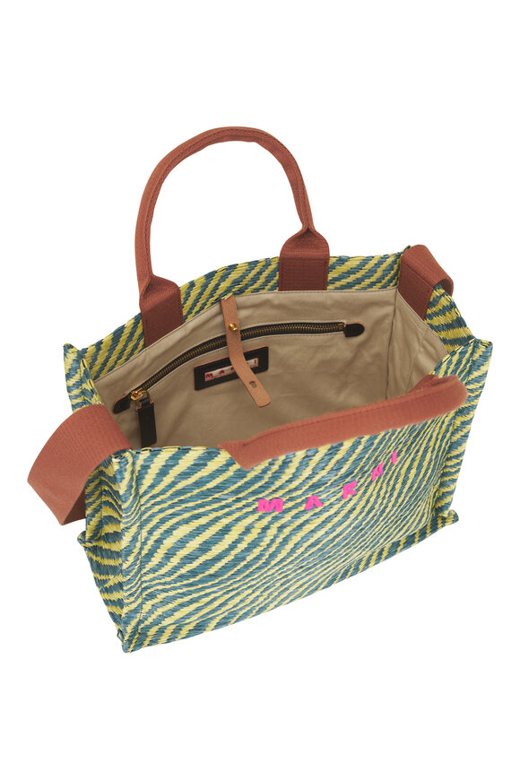 Marni Small Garden Green Wavy Raffia Tote - view 5