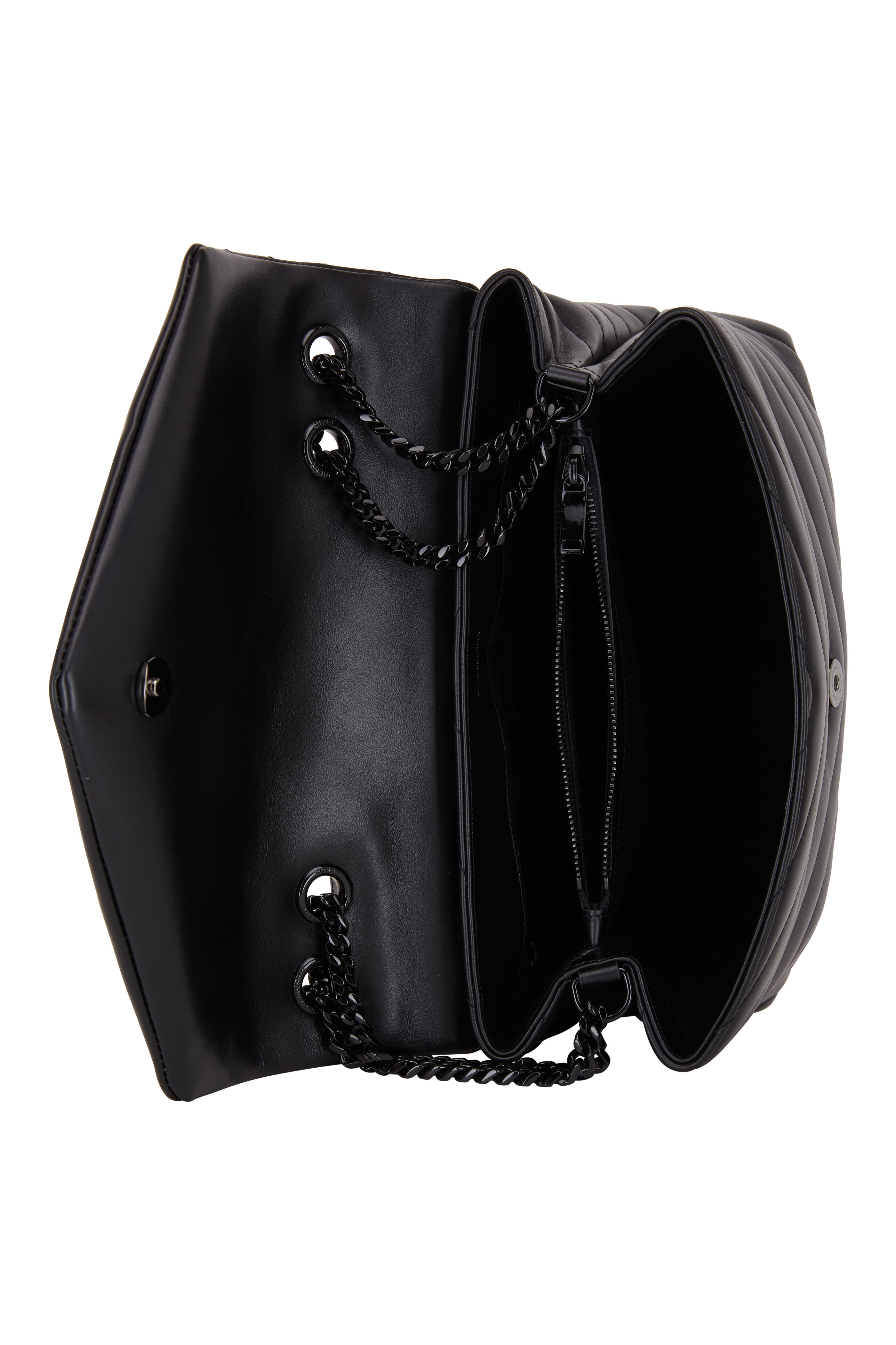 Saint Laurent Loulou Matelasse Y Black Leather Medium Shoulder Silver Chain  Bag - Chronostore