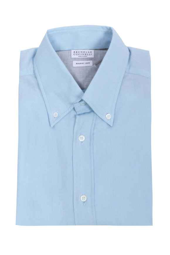 Brunello Cucinelli - Solid Light Blue Linen Sport Shirt