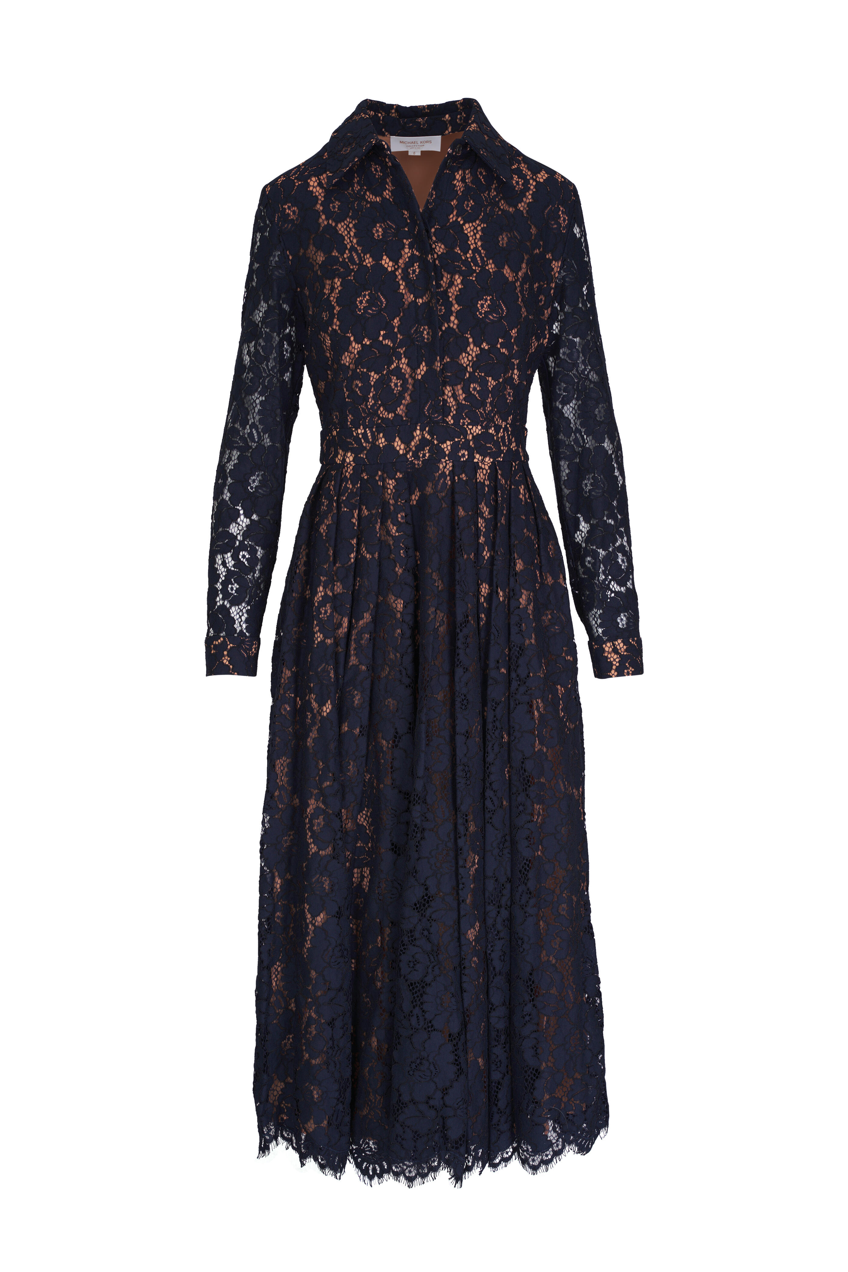 MICHAEL KORS COLLECTION★素敵!ETTE DRAPED SLEEVE DRESS Michael Kors Collection - Anna Midnight Lace Shirtdress