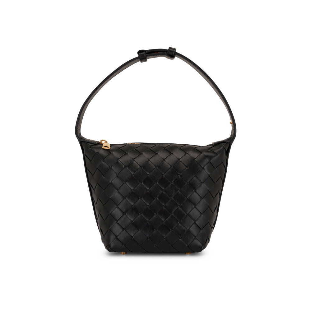 Bottega Veneta - Wallace Candy Black Woven Leather Shoulder Bag