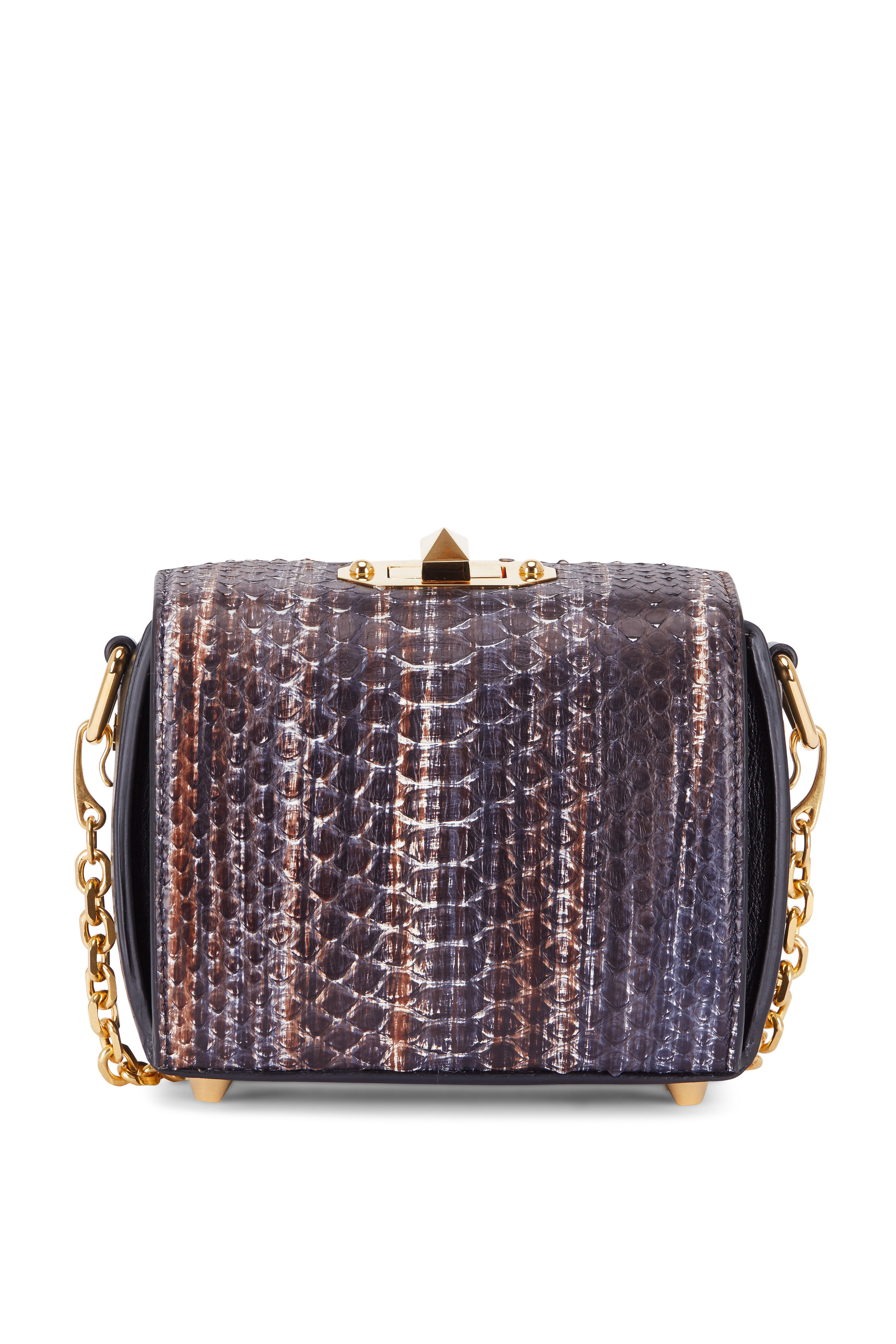 McQueen - Multicolor Python Small Box Bag With Chain