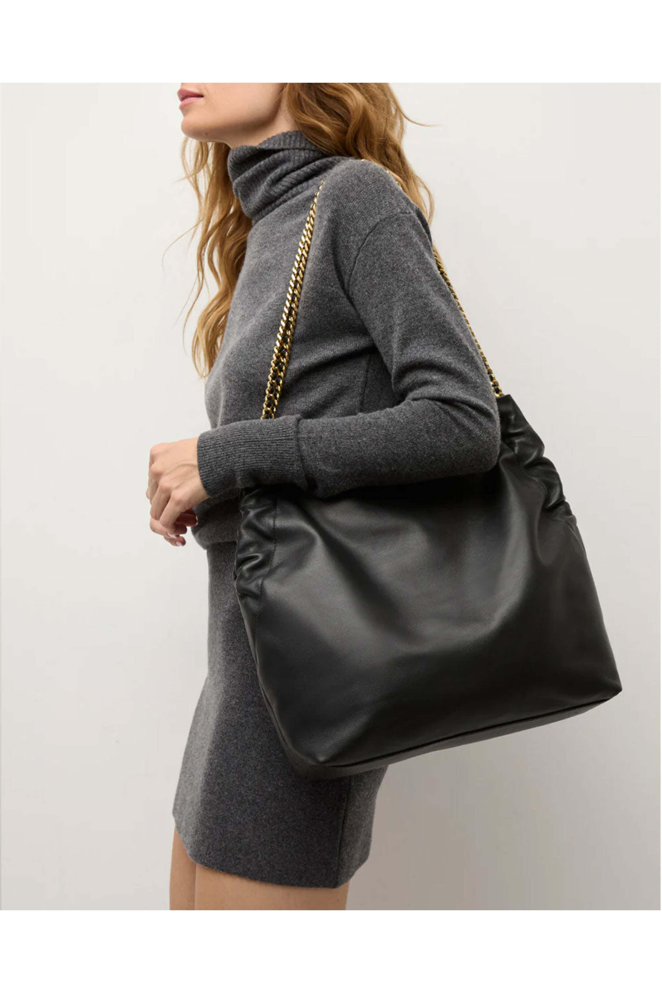 Veronica Beard - Slouch Black Leather Shoulder Bag