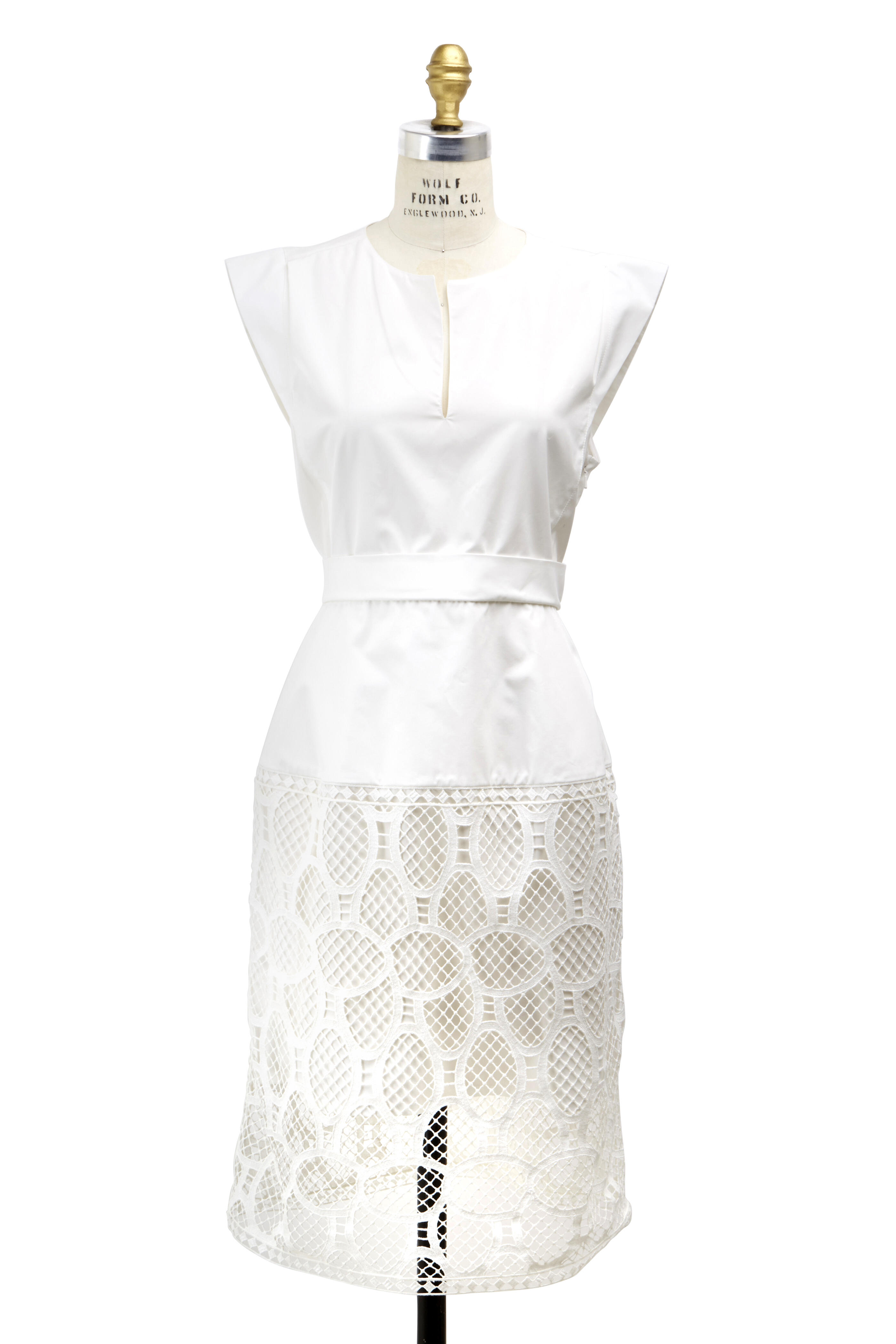 white lace poplin dress Alchemy ruffled shirred lace-trimmed cotton-poplin midi dress - white