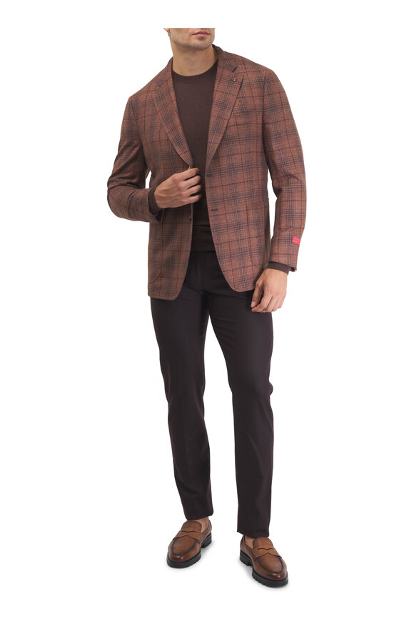 Isaia Burnt Orange Plaid Sportcoat - view 2