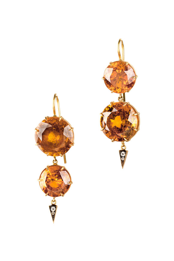 Sylva & Cie - 18K Yellow Gold Sphalerite & Diamond Earrings