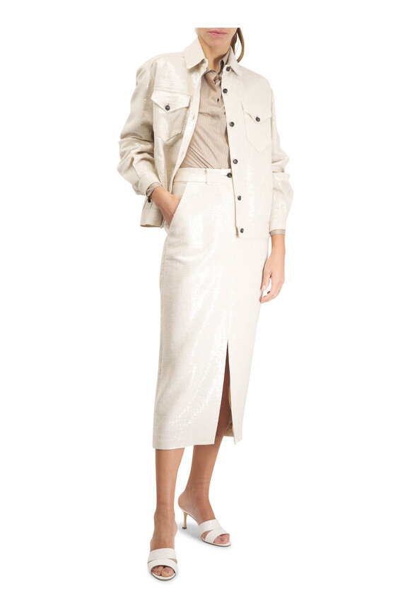 Kiton Beige & Gold Stripe Blouse - view 2