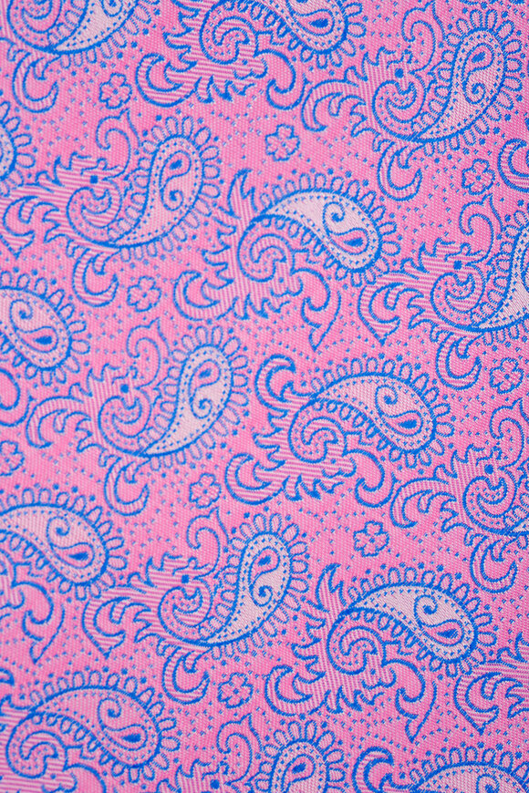 Eton - Pink & Blue Paisley Print Silk Necktie