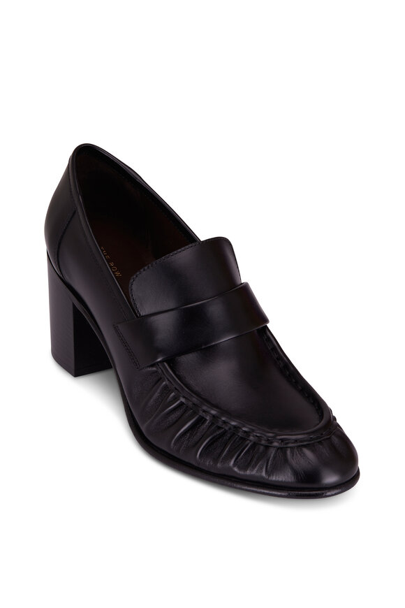 The Row - Black Leather Loafer Pump, 75mm | Mitchell Stores