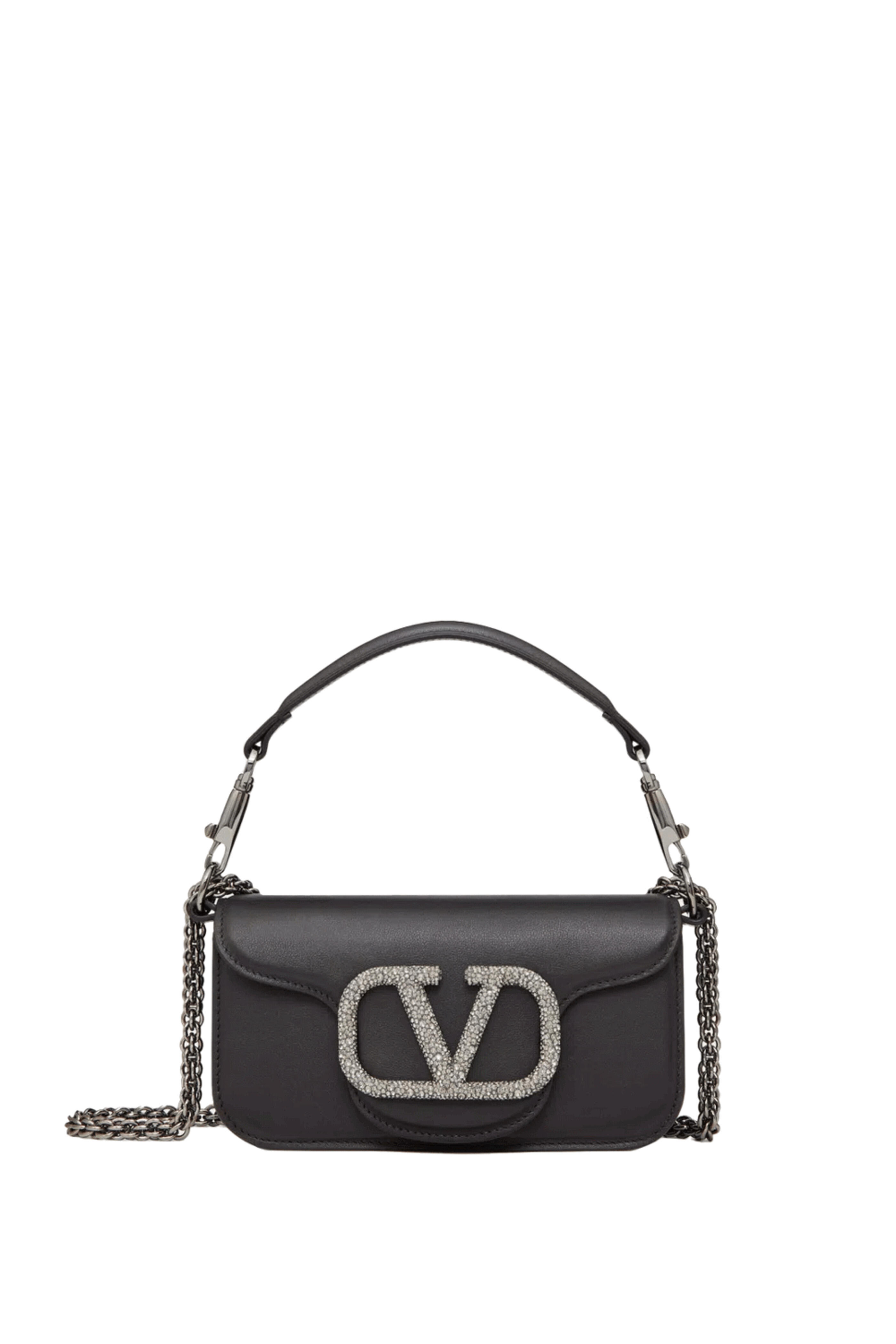Valentino Garavani - Small Loco Rhinestone Shoulder Bag in Black