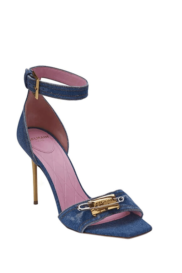 Tory Burch - Miller Blue & White Logo Thong Sandals