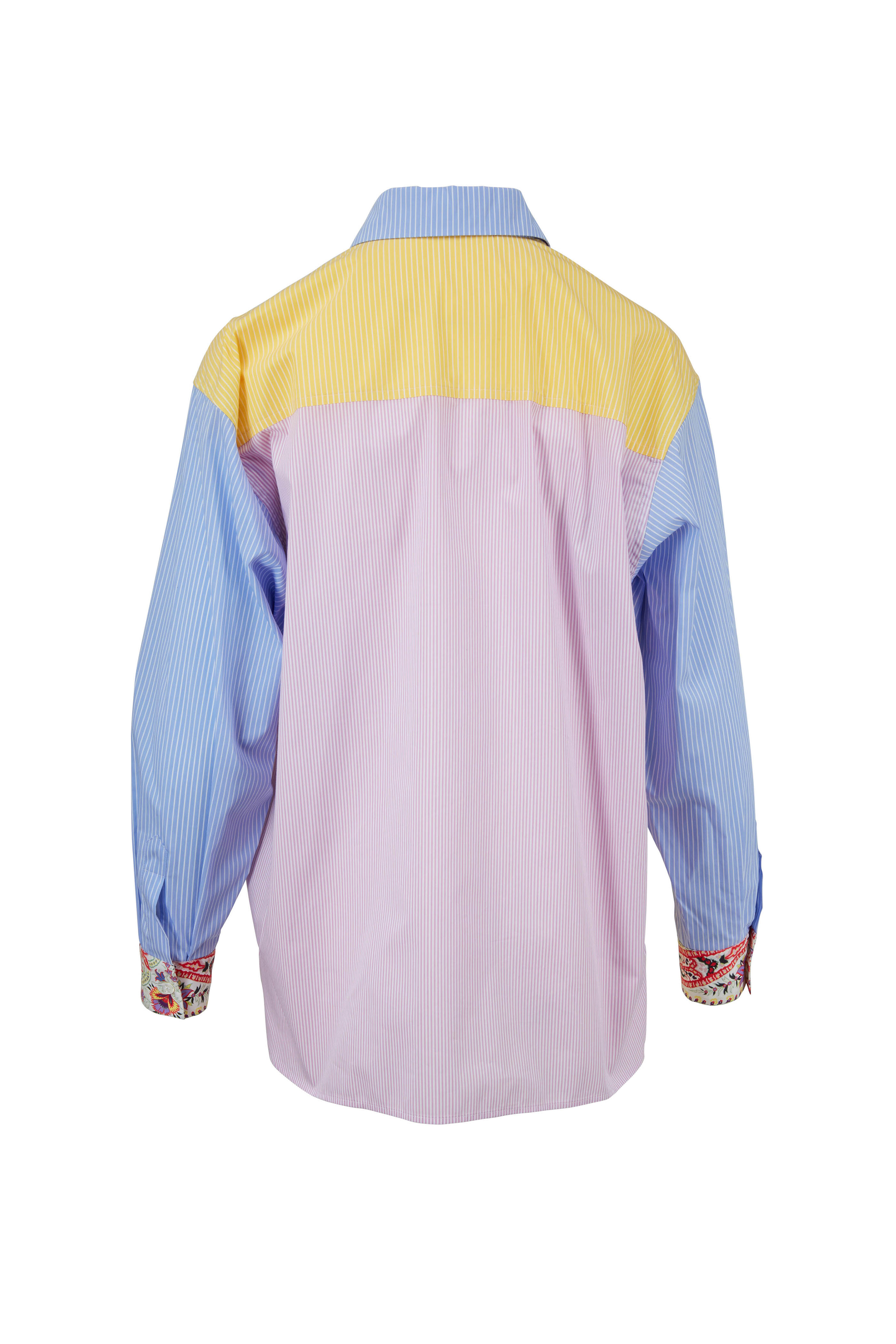 Etro - Woodstock Yellow Paisley & Stripe Button Down Top