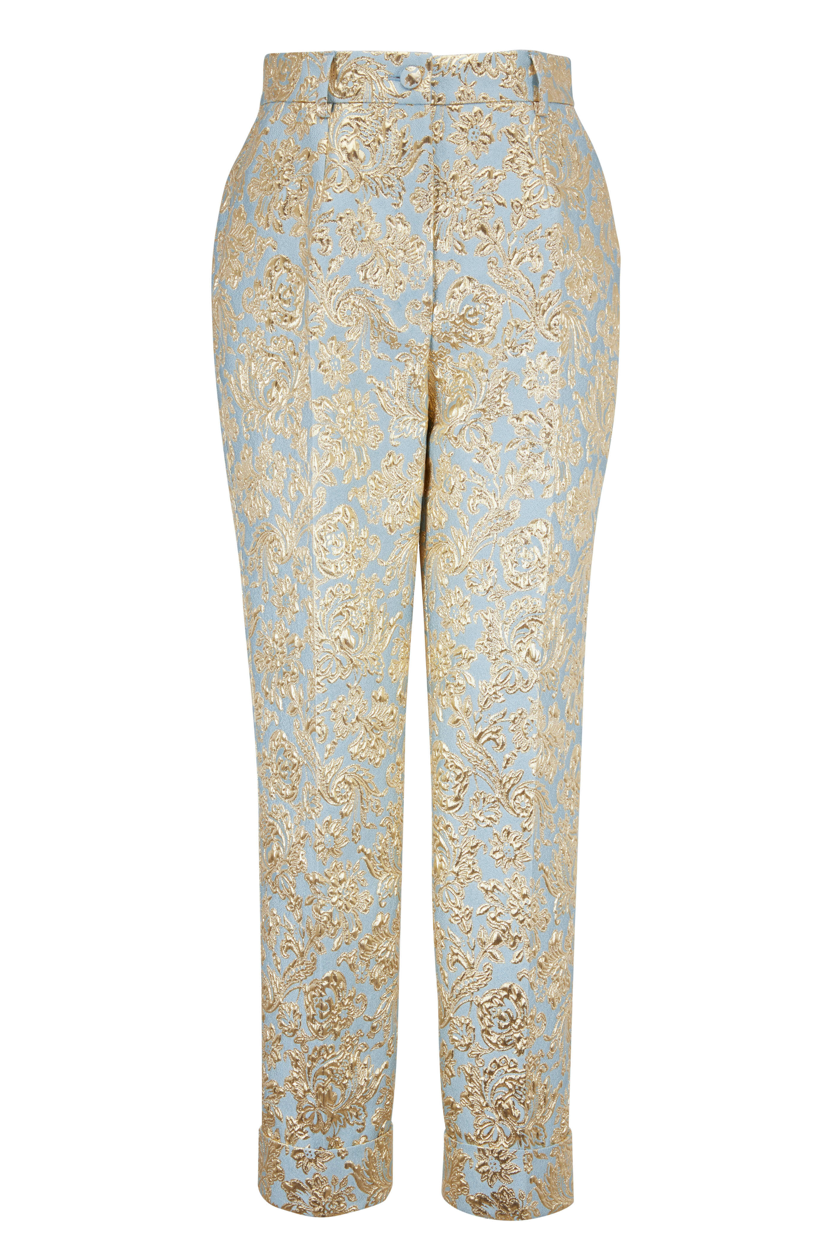 新品未使用CAMBIO Hem Rib Dobby Jacquard Pants Dolce & Gabbana - Blue Lamé Jacquard Pants | Mitchell Stores