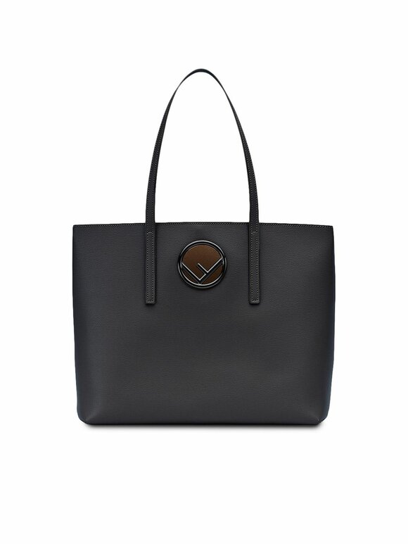 Fendi - Black Grained Leather Logo Shopper