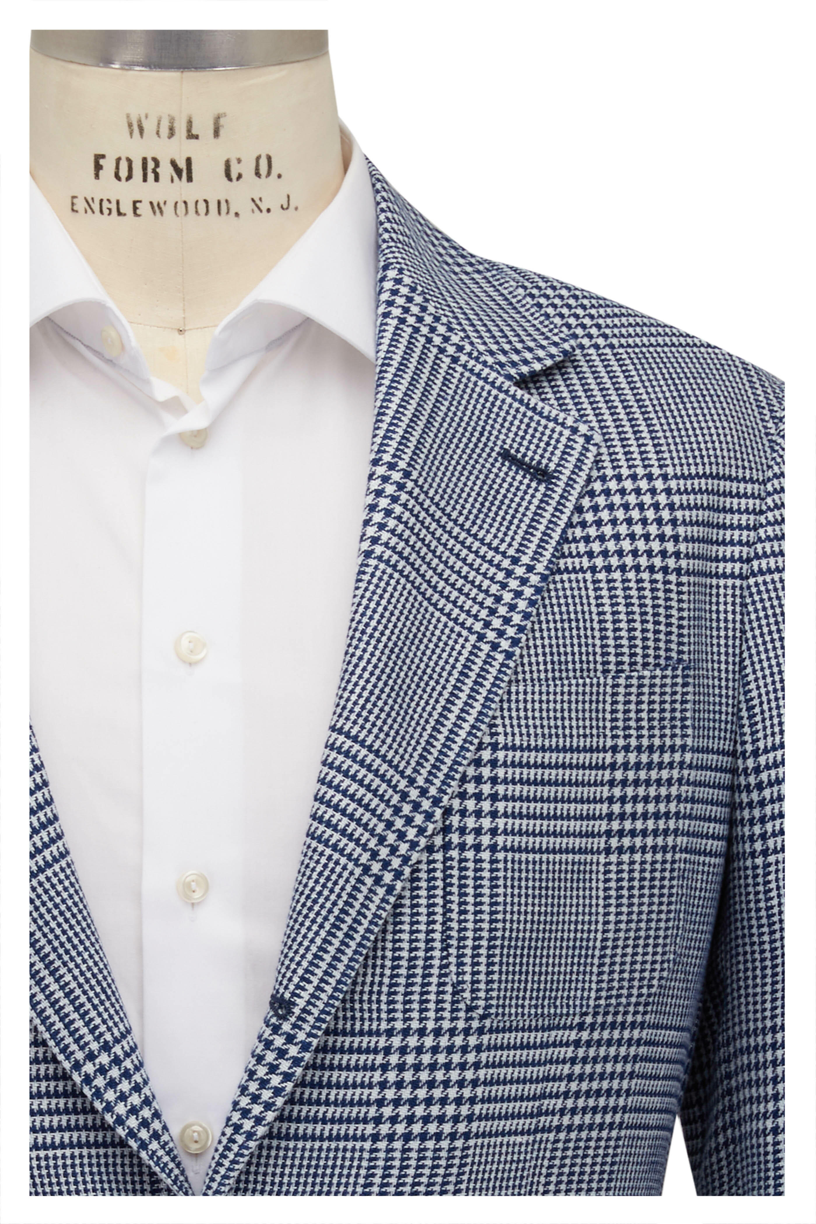 Brunello Cucinelli - Navy & White Houndstooth Plaid Sportcoat