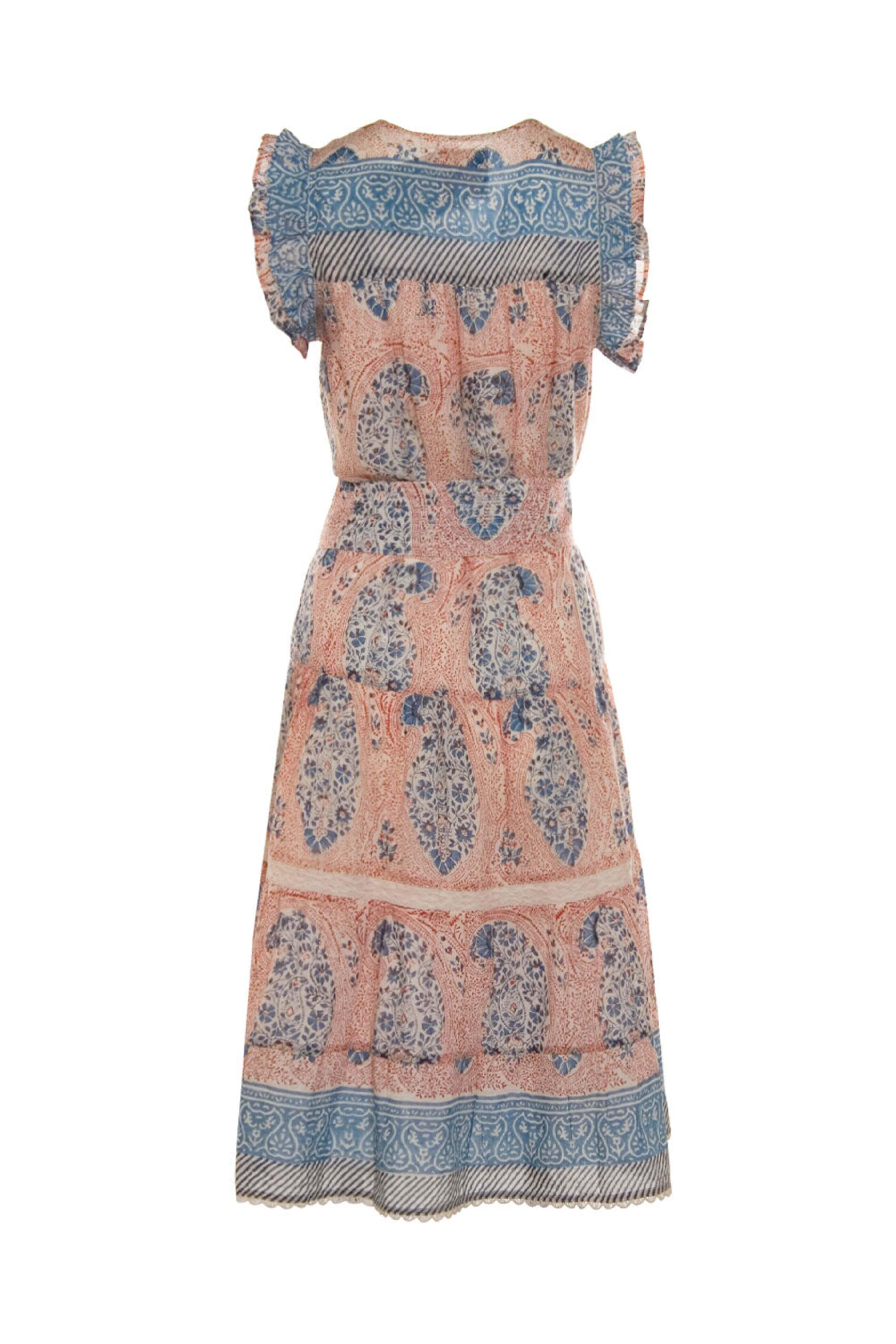 Bell - Blue and Orange Belted Amara Midi Dress