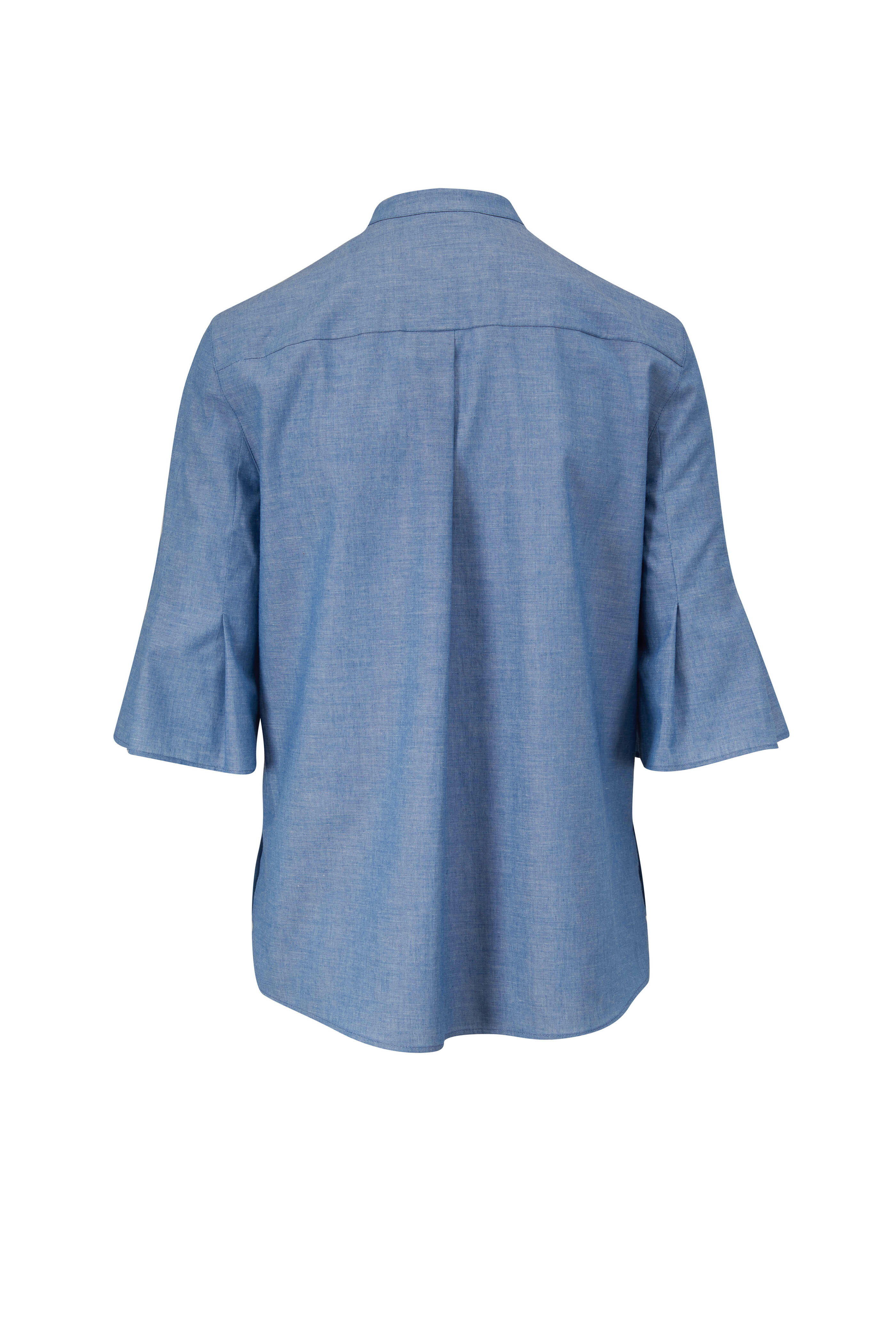 Akris Punto - Sun Bleached Denim Chambray Blouse