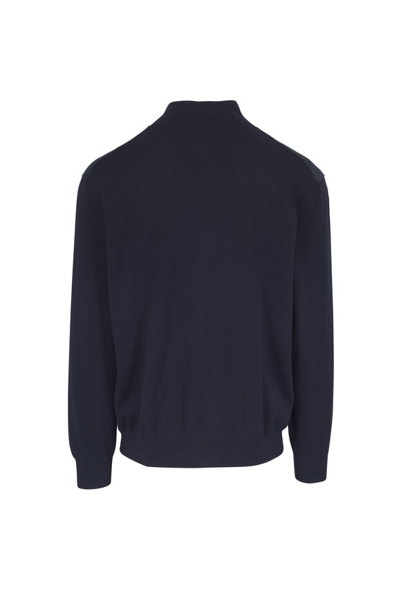 Maurizio Baldassari Blue Graphite Knit Wool & Suede Jacket - view 3