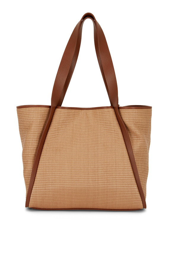 Akris - Alex Natural & Caramel Raffia Medium Tote