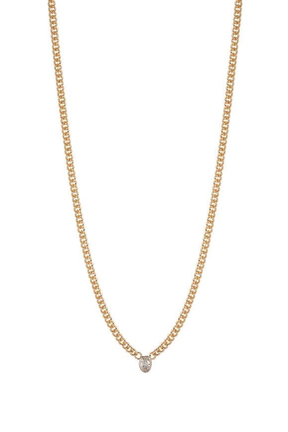 Genevieve Lau - 14K Oval Diamond Curb Chain Necklace