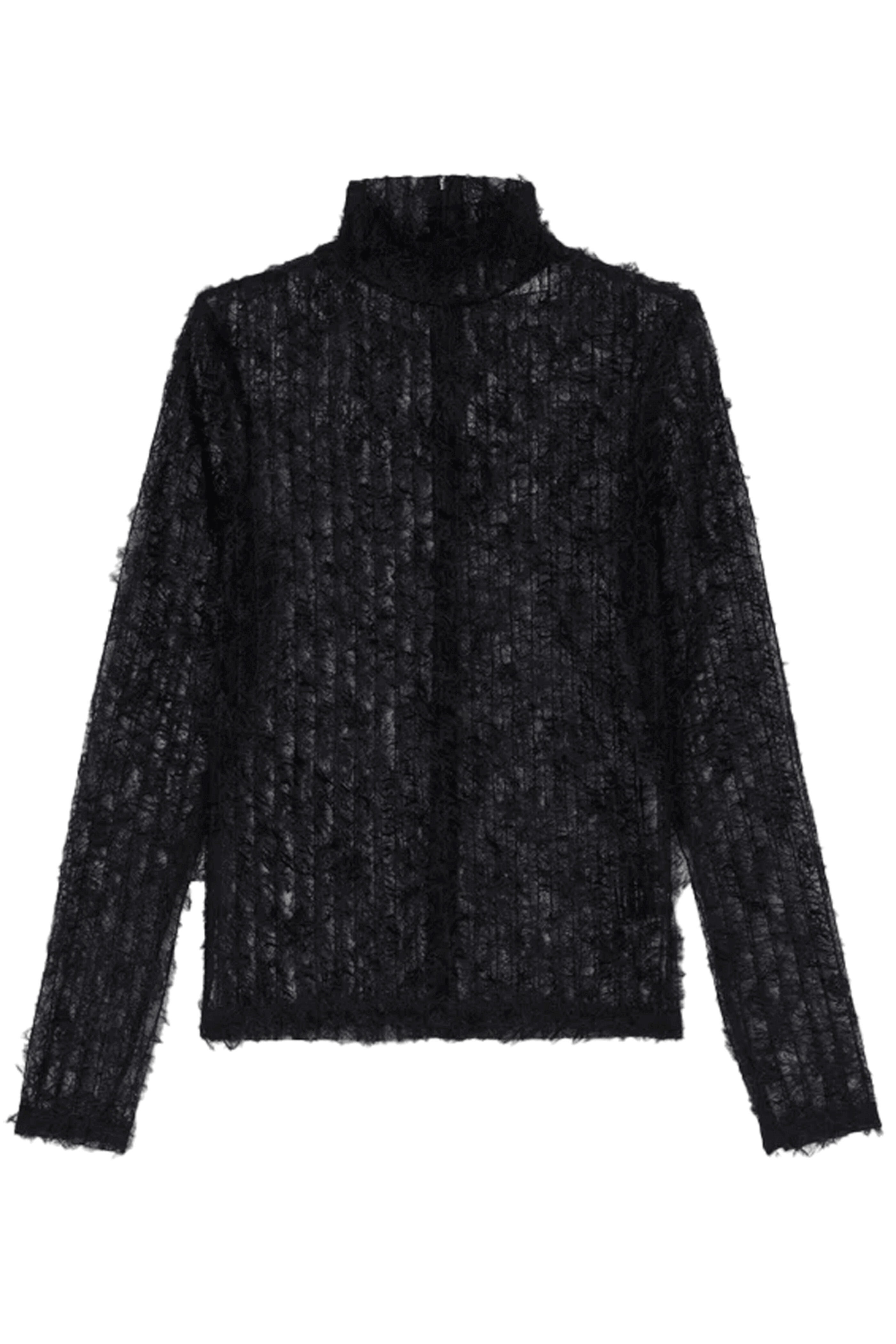 Rohe Frames - Black High Neck Textured Sheer Top