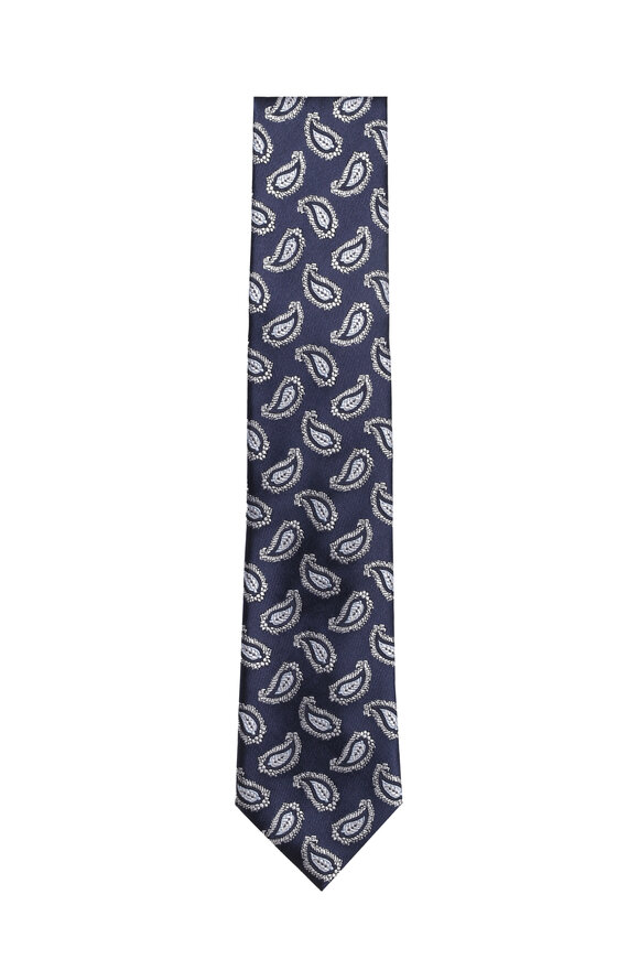 Geoff Nicholson Navy & Light Blue Paisley Necktie