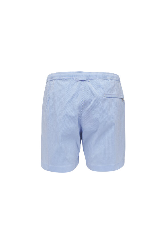 Orlebar Brown Blue & White Seersucker Stripes Swim Trunks - view 2