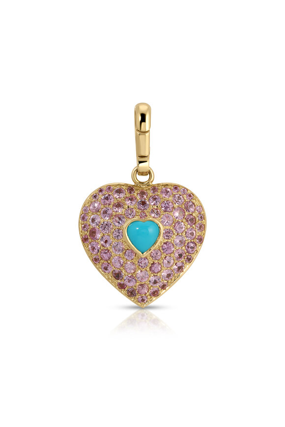 Jenna Blake 18k Yellow Gold Palm Heart Turquoise Charm