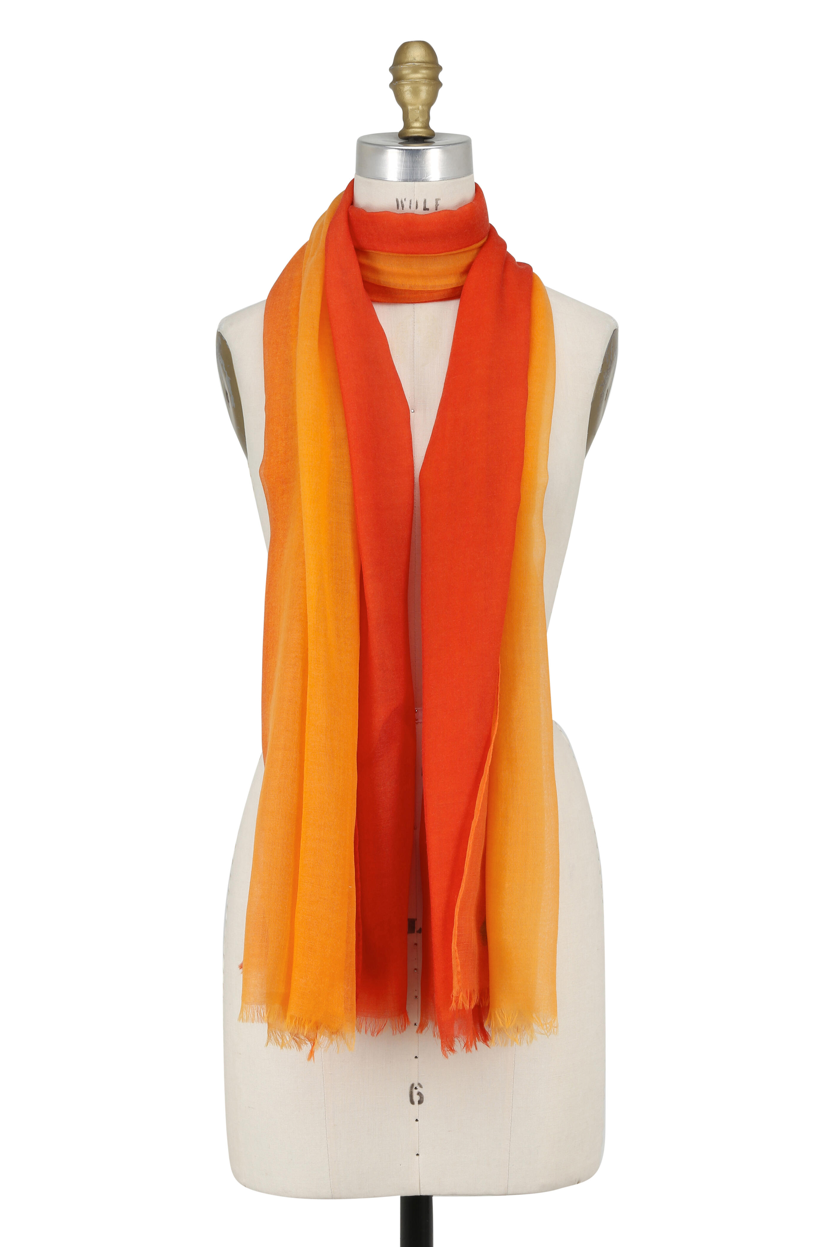 Loro Piana - Orange Ombré Cashmere Scarf