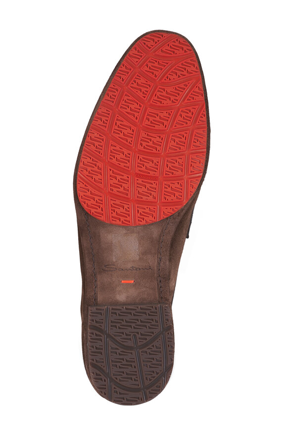 Santoni Carlos Brown Suede Penny Loafer - view 5