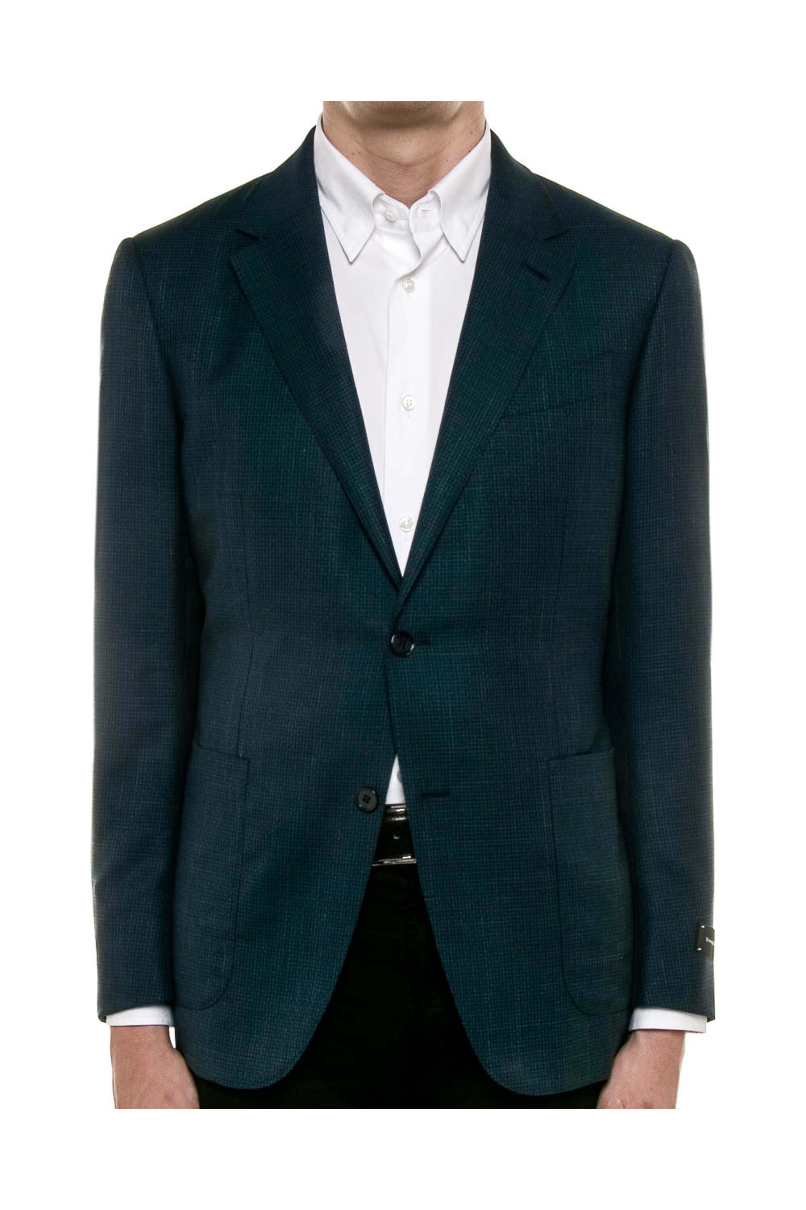 Zegna - Dark Teal and Navy Mix Micro Check Sportcoat