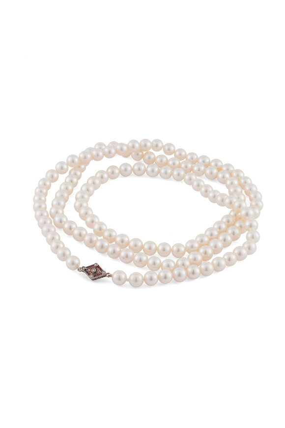 Sylva & Cie Vintage Pearl Necklace - view 1